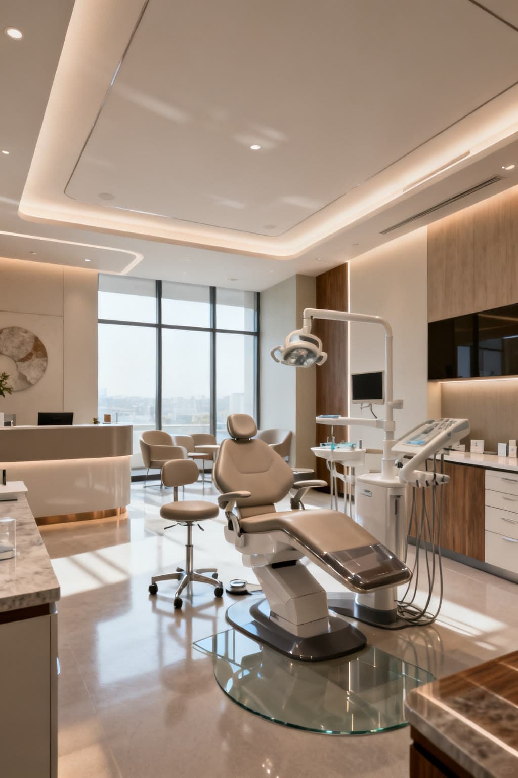 Treatment room with dental chair